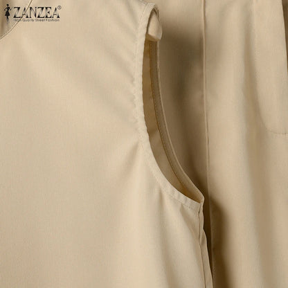 Elegant Chic Women 2-Pieces Sets ZANZEA Woman 2026 Trouser Suits Fashion 2pcs Outfits Tank Top and Wide Leg Pant Suits Oversize