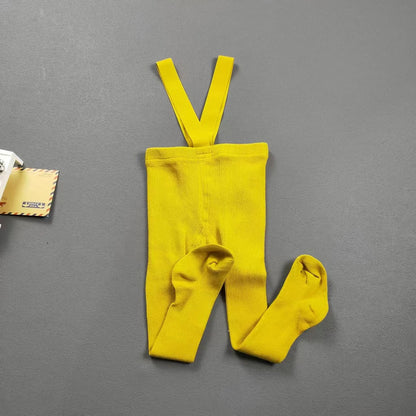 Baby Children's Pantyhose Spring And Autumn Female Baby Cute Solid Color High Waist High Elastic Overall Leggings Bib