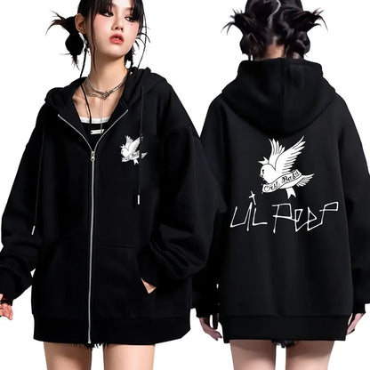 Lil Peep Cry Baby Logo Print Zipper Hoodie Men Women Casual Oversized Zip Up Fashion Hoodies Warm Hipster Zip Up Hoody Jackets