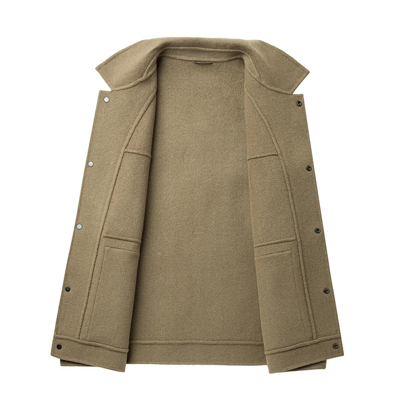 2025 Autumn/Winter New Double sided Woolen Coat High end Fabric Korean Edition Fashion Pure Handmade Woolen Coat Work Style