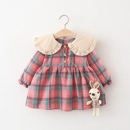 2025 Fall Newborn Baby Girl Dress Clothes Toddler Girls Princess Plaid Birthday Dresses For Infant Baby Clothing 0-2y Vestidos