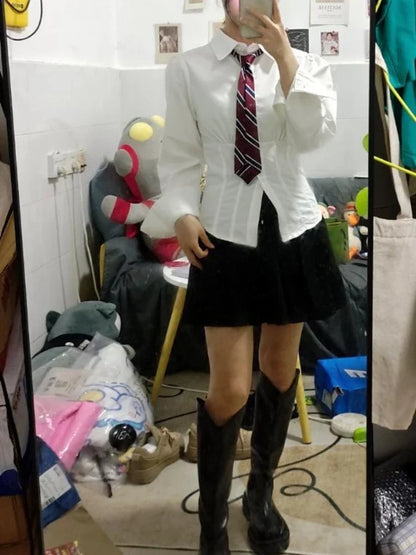 White Shirts Women Slim Sexy Girls All-match Preppy Style Long Sleeve Tops Casual Fashion Girls Classic Camisa Feminine