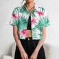 Women's Lapel Button Tank Tops Shirts Summer Casual Short Sleeve Shirts 3D Cherry Printed Women's Clothing Navel Exposed Shirts