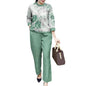Summer Sets Large Silk Wide Leg Trouser Set Women's Spring 2026 New Print Silk Fashion Slim Two Piece Set Female Elegant