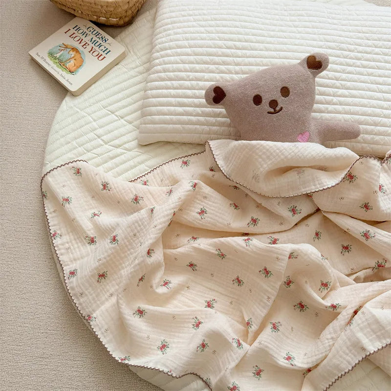 Newborn Baby Blanket For Boys Girls Baby Swaddle Wrap Floral Infant Receiving Blanket Bedding Crib Quilt Baby Stuff 100cm