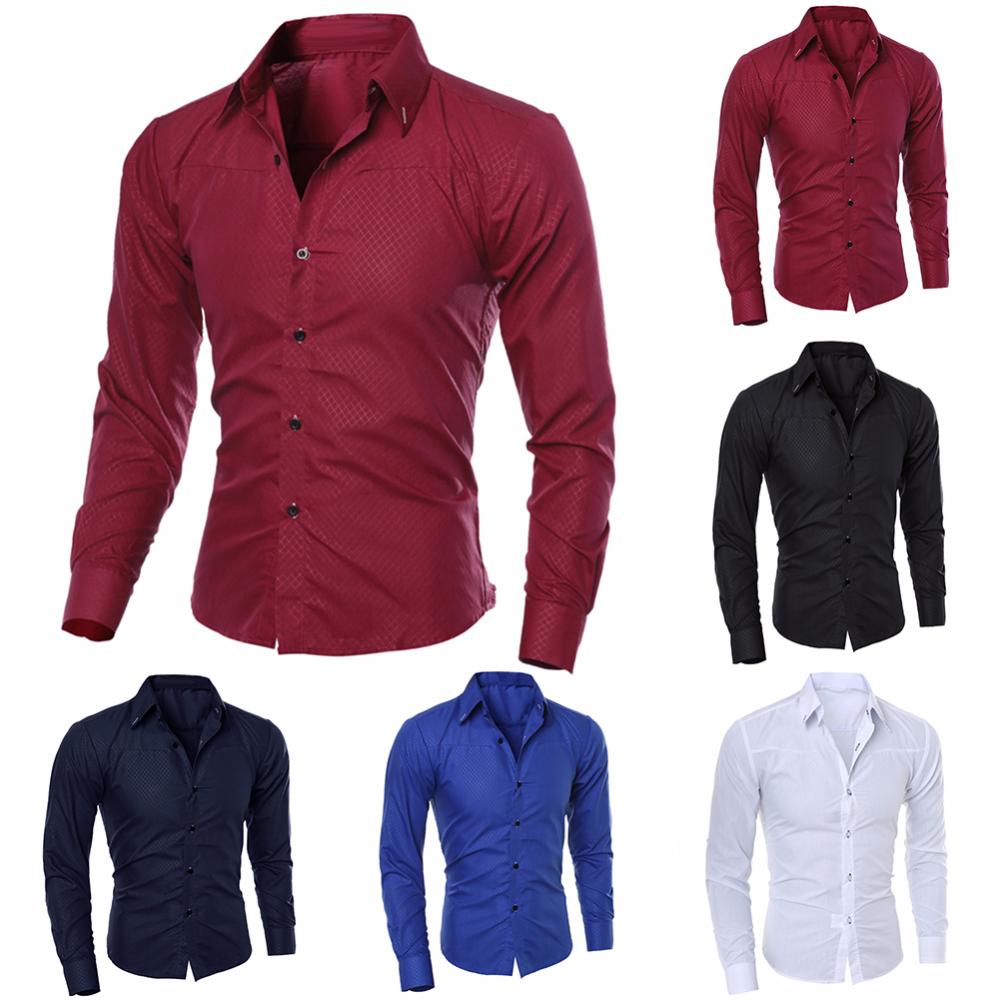 Fashion spring autumn Men Shirts New Arrivals Slim Fit Male Shirt Solid Long Sleeve British Style Office Cotton Men's Shirt
