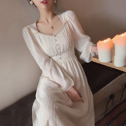 2026 Summer New Women Fashion Elegant White Midi Dresses Vintage Princess Female Party A Line Clothes Prom Robe Vestdios