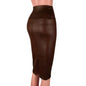 High Waist Skirts Bodycon Skirt Sexy Leather Back Split Women Pencil Office Lady Pencil Package Summer Long Skirt