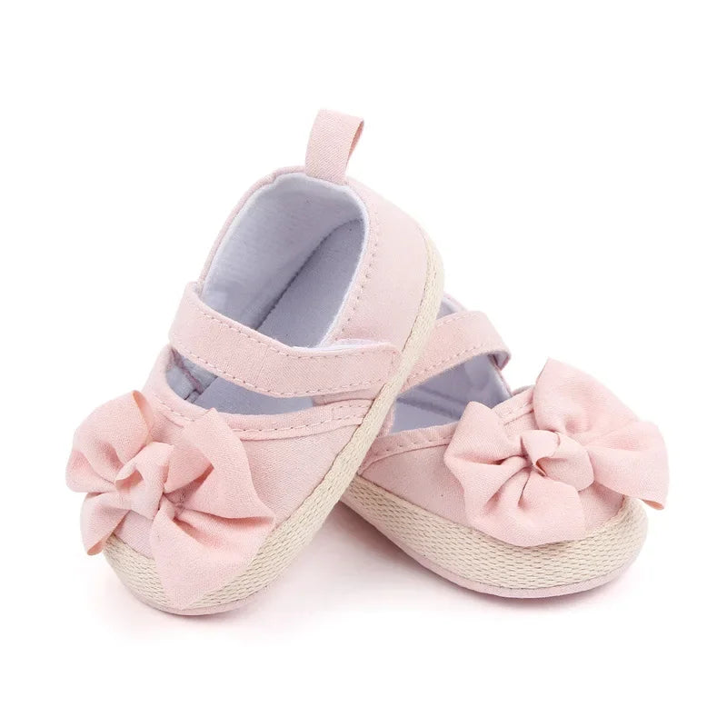 Baby Girls Shoe Soft Soles Non-slip Butterfly Knot Fashion Outdoor Solid Color Infant Newborns Crib First Walkers Princess Shoes