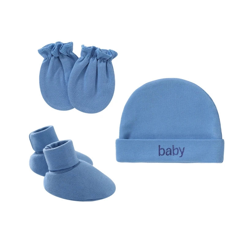 Baby Newborn Cotton Hat Gloves Foot Cover Set Newborn Single Layer Kit for Baby Girls Boys Birth Keeping Warm Clothes