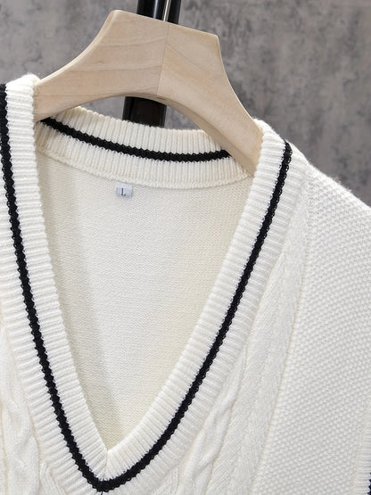 ShiSho original men's striped versatile home casual basic comfortable autumn & winter warm V-neck knitted sweater vest