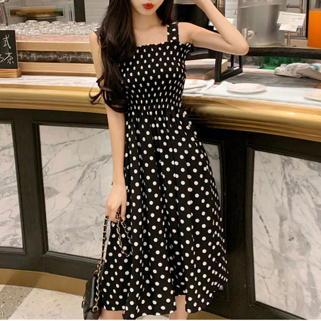 Women's Dresses 2026 Summer Fashion Loose None Sleeve Polka Dot Shoulder Plus Size Casual Dress Sexy Dress