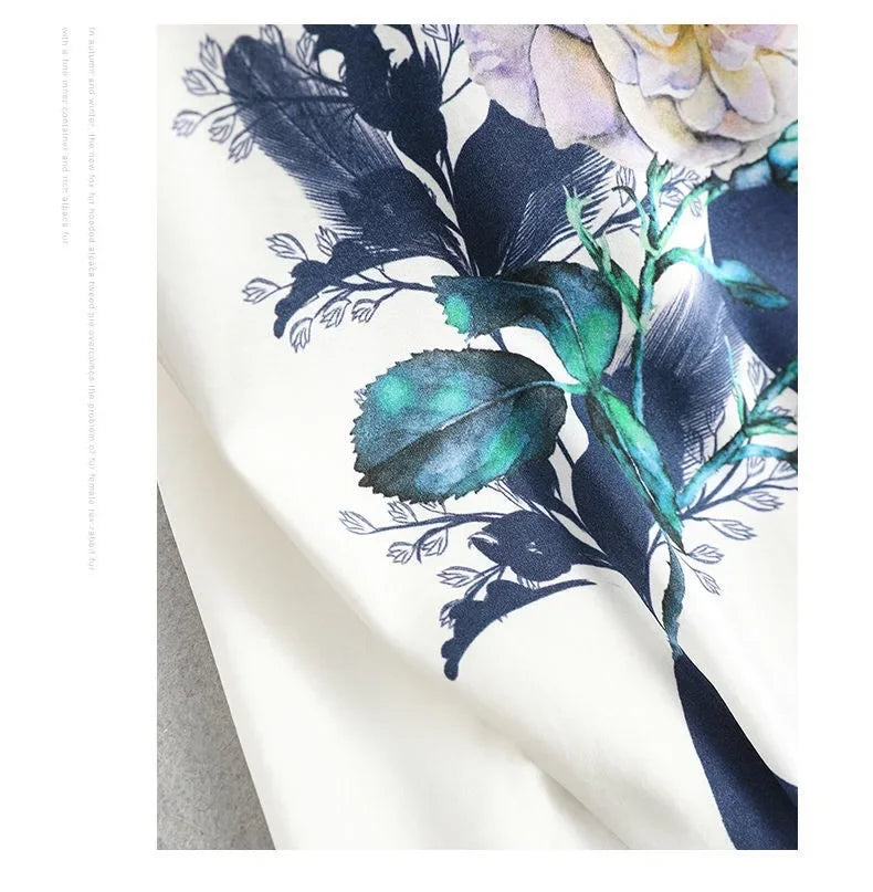 Plus Size Women Silk Satin Blouses Spring Summer Floral Printing Blouse Female Fashion Shirt Tops
