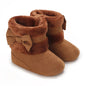 Cute Bowknot Comfortable Boots For Baby Girls Soft Warm Plus Fleece Boots For Indoor Walking Autumn And Winter
