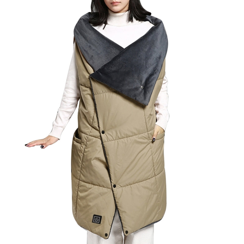 USB Heating Blanket Vest Electric Heating Shawl Mat Outdoor Warming Electric Heating Shawl with 3 Temperature Controls 87HA