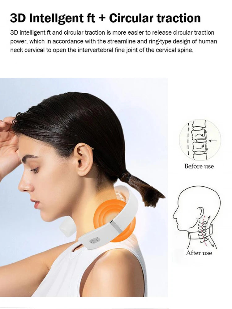 New Smart Neck Shoulder Muscle Massager Electric Heat Relaxation You Body Anytime USB Charging White