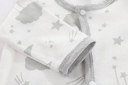 Cotton Newborn Romper Star Moon Printed Footed Baby Bodysuit for Girls Boys Long Sleeve Autumn Toddler Clothes Infant Onesie