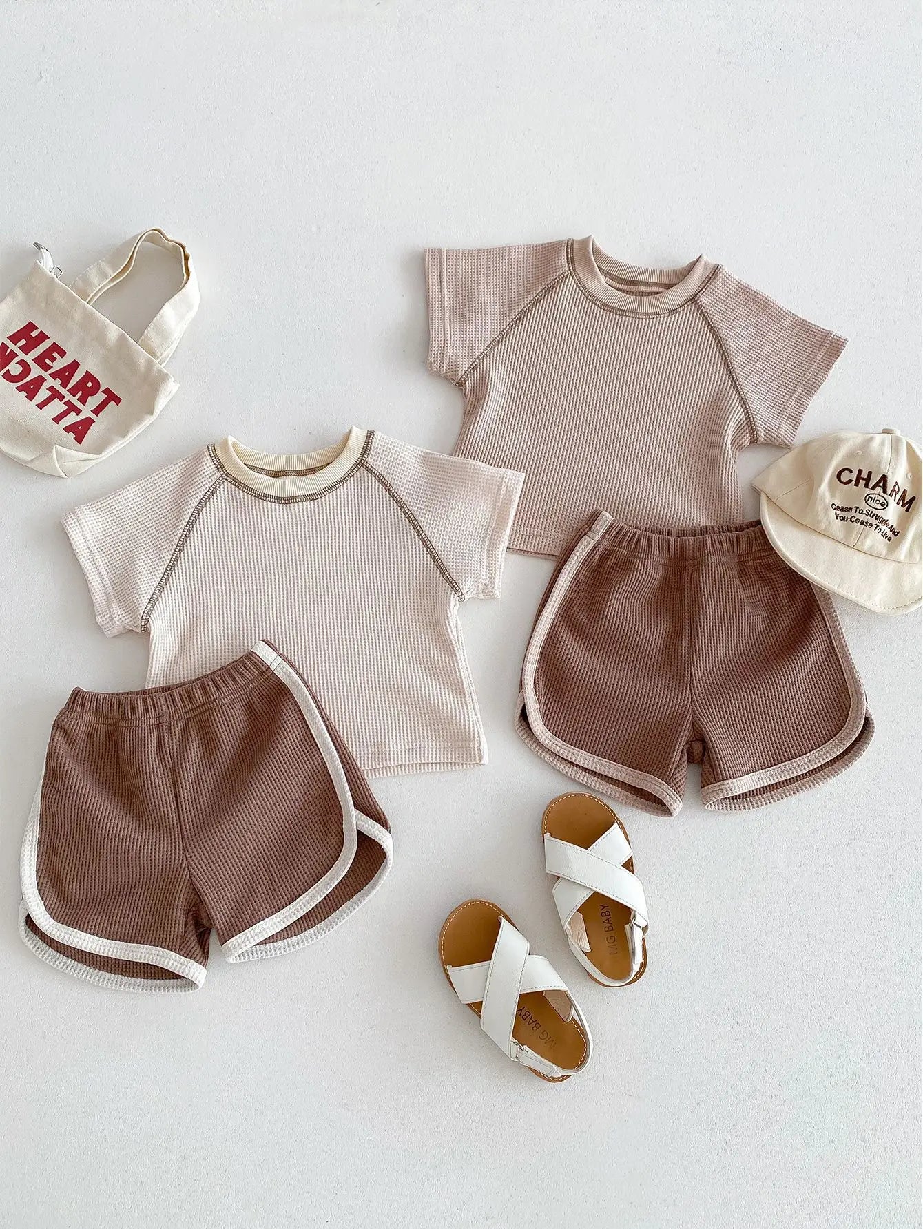 MILANCEL Spring Designer Kids Baby Clothes Casual Boys Suit Cool Infant Blouse And Pants2 PCs Waffle Clothing Set Outfits