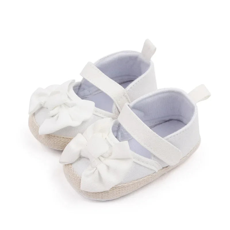 Baby Girls Shoe Soft Soles Non-slip Butterfly Knot Fashion Outdoor Solid Color Infant Newborns Crib First Walkers Princess Shoes
