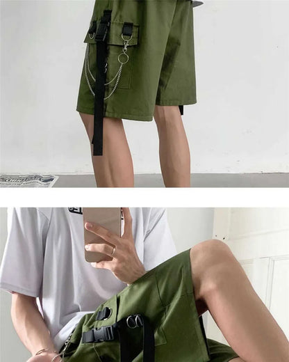 Loose Summer Black Gargo Shorts Men Gothic High Street Pants Funny Slim Fit Shorts Trousers Fashion Mens Cargo Hip Hop Shorts