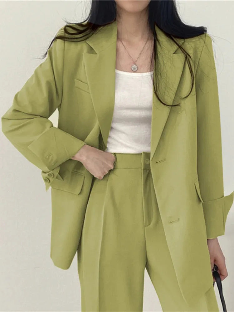 Korean Fashion Spring Women's Suits Casual Top Trousers 2 Piece Sets Women's Outfits Coats Slim Fit Blazers for Women Clothing