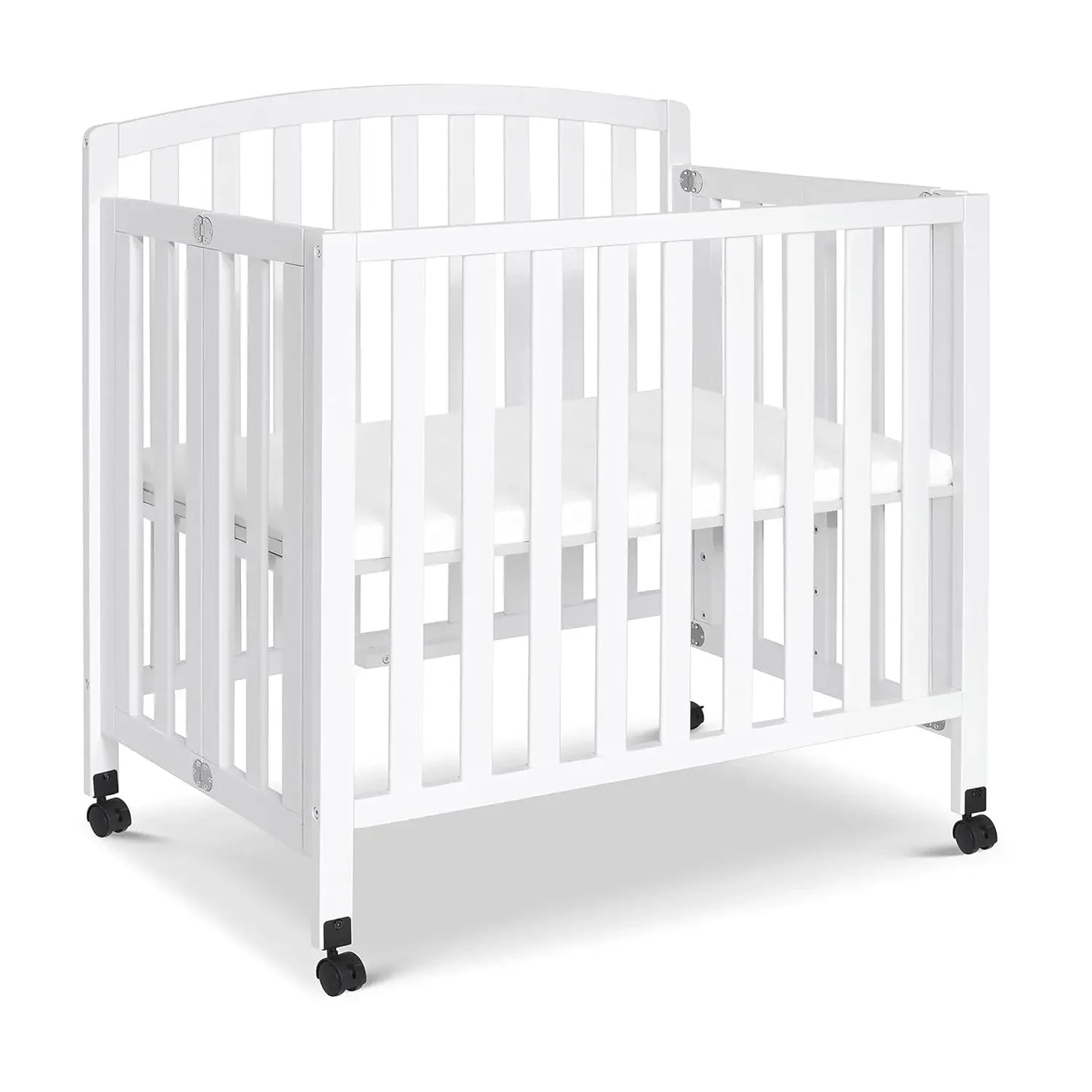 Folding Portable 3-in-1 Convertible Mini Crib and Twin Bed in White, Greengard Gold Certified