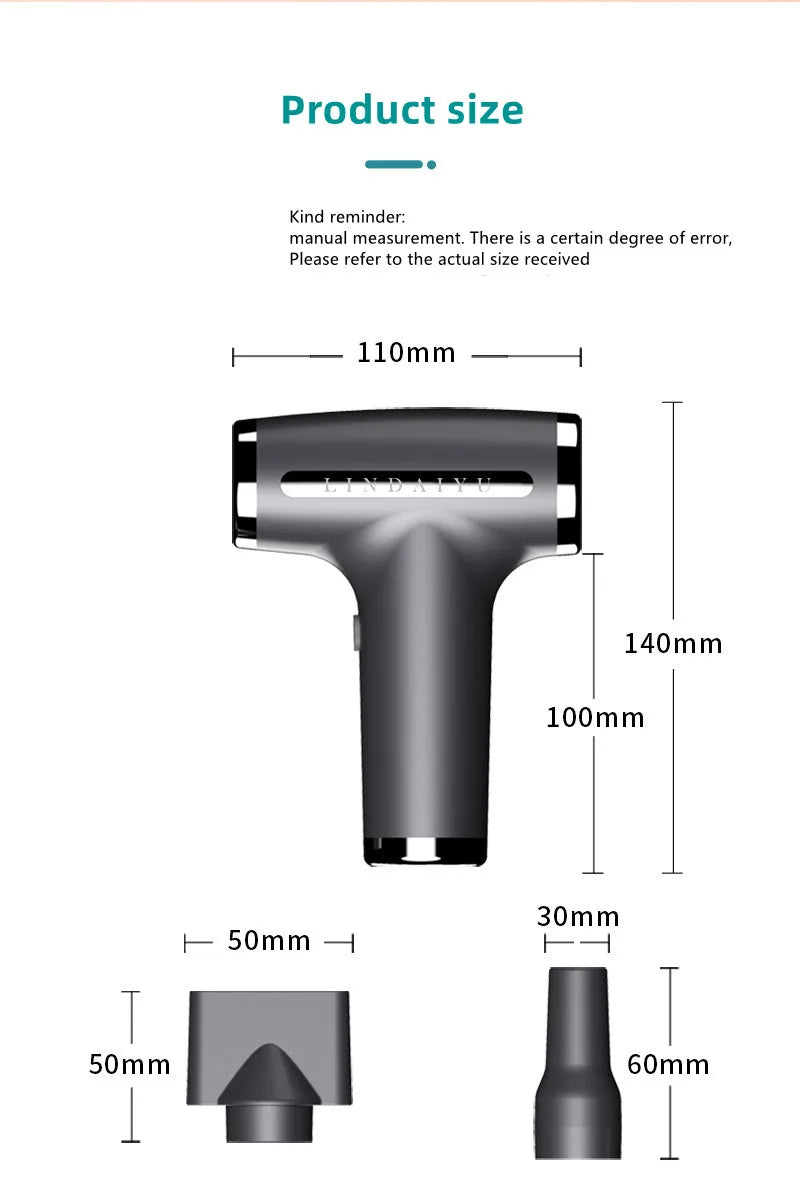 Wireless Hair Dryer Multifunctional  Air Duster Blower Travel Portable USB Rechargeable Negative Ions Blow Dryer