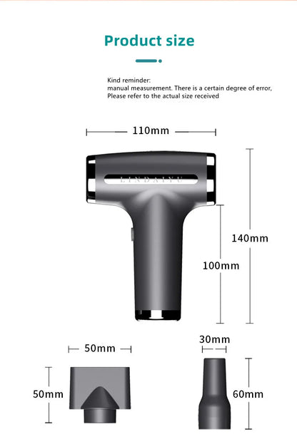 Wireless Hair Dryer Multifunctional  Air Duster Blower Travel Portable USB Rechargeable Negative Ions Blow Dryer