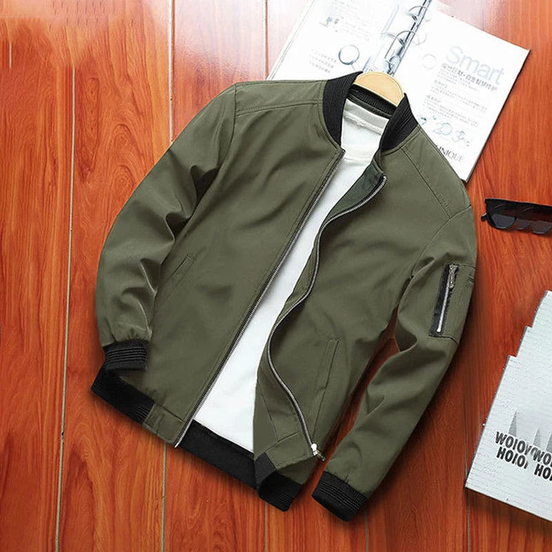 M-4XL Men's Jacket Autumn Thin Long Sleeve Baseball Uniform Windproof Cycling Jacket Solid Zipper Casual Jacket
