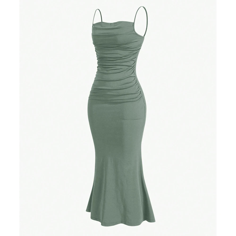 Mia Muse All Seasons Women's Dresses Elegant Party Fitting Slim Spaghetti Strap Mermaid Hem Maxi Fashion Party Dresses