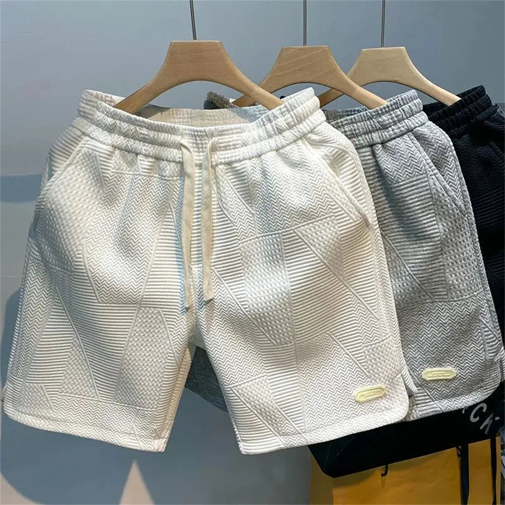 2026 Men Fashion Cotton Blended Solid Color Loosen Up The Waist Summer Multi-Pocket Shorts Wide Beach Casual Shorts Hot Selling