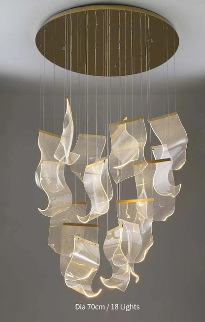 Modern Simple Led Luxurious Duplex Building Large Chandelier Living Room Creative Villa Pendant Lamp Stair Dining Hall Lighting