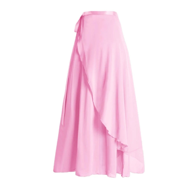 Women Wrap Dance Skirt Girls Long Dance Skirt Ballet Wrap Skirt Dance Skate Over Scarf Skirt Dancewear