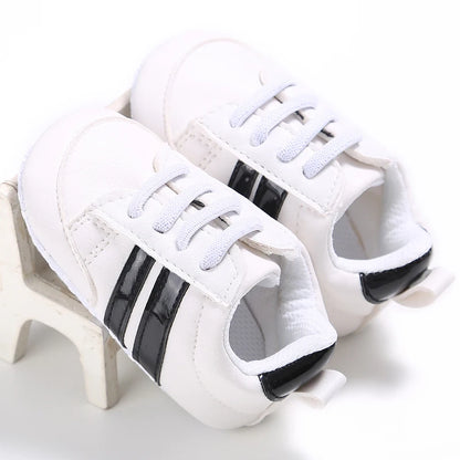 Boys And Girls Gentleman Shoes Soft Soled White Shoes Leisure Sports Shoes Newborn First Walk 0-18Months Bed Shoes