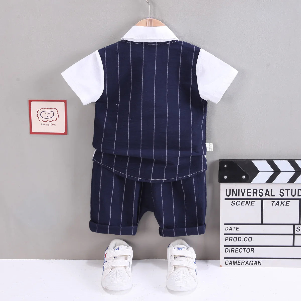 IENENS Baby Clothing Sets Boys Formal Dress Summer Shirt + Shorts Suits Kids Short Sleeve Outfits Toddler Birthday Party Clothes