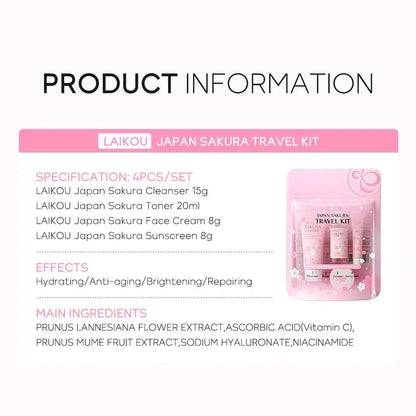 Sakura Skin Care Set facial Cleanser, Serum, Toner, Sunscreen, facial cream Beauty skin care For Women Gifts Routine Travel Kit