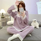 5XL Plus Size Spring Ladies Pajamas Set Princess Style Cotton Soft Sleepwear Square Neck Long-sleeve Trousers suit Household Wear