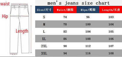 Vintage Men Jean Denim Pants Washed Pockets Mid Waist Zipper Fly Loose Fit Punk Style Distressed Ankle Length Straight Jeans