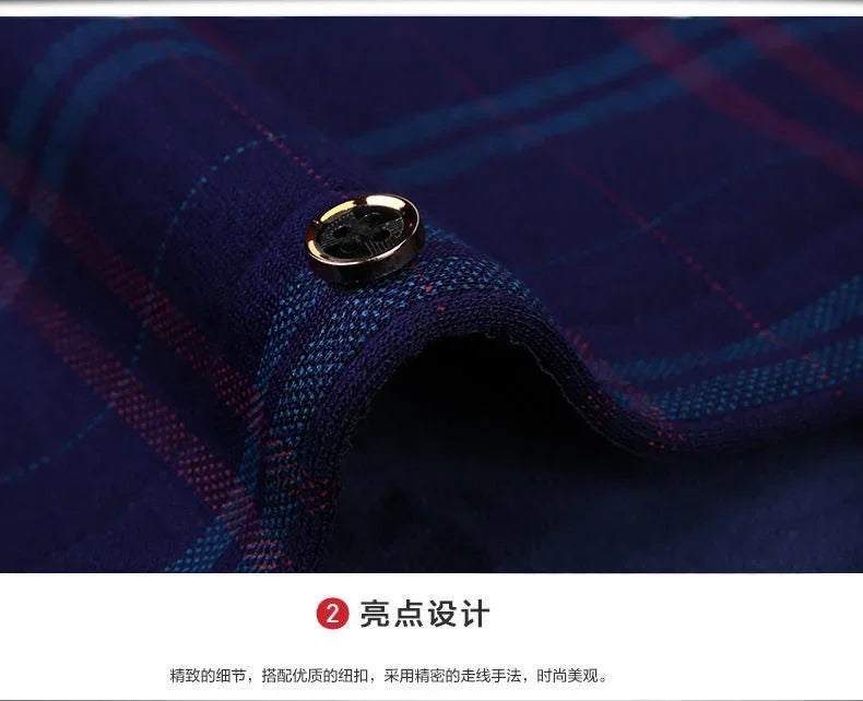 New 2025 Men's Thick Long Sleeve Shirts Fashion Casual Business Versatile Shirts Tops Men Plaid Striped Warm Shirts Camisas Male