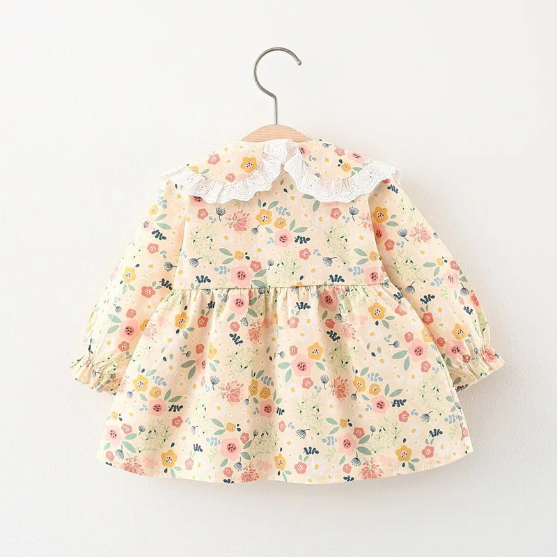 Toddler Girls' baby clothes spring autumn floral dresses costume for 1 2 year old girls baby clothing straight long sleeve dress