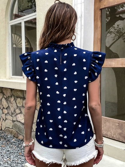 Fashion Chiffon Print Women's Shirt Casual Ruffle Short Sleeve Top Pink Chic Woman Blouse And Shirts Elegant Blouses Summer 2026
