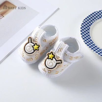 Cotton Newborn Baby Shoes Cartoon Pattern First Walkers for Girl Boy Plaid Soft Sole Walking Sandals 0-12month