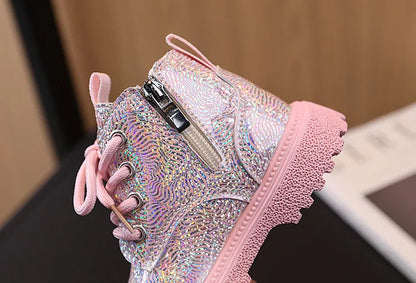 Kids Shoes Boots for Girl Spring Autumn New Toddlers Leather Boots Fashion Glossy Children's Platform Ankle Boots Side Zipper