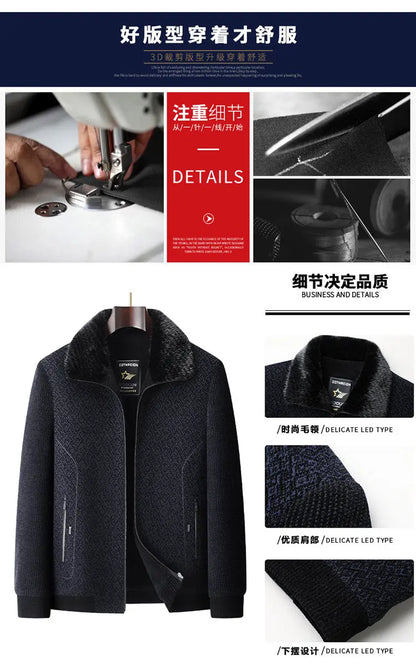 High Quality Winter Woolen Jacket for Men Versatile Brand Casual Business Cotton Trench Coat Add Velvet Keep Warm Overcoat Tops