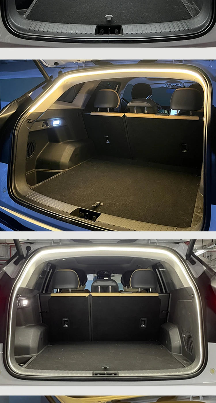 Car high brightness trunk lighting ambient light interior decoration LED wiring free automatic sensing tailgate light strip