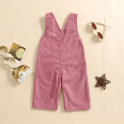 2025 Lorrainian 3-24M Baby Girl Summer Overalls Infant Wide Leg Solid Color Jumpsuit Front Pocket Suspender Pants Outfits