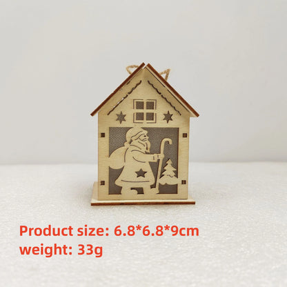 New Holiday Wooden Decorations for Christmas Houses, Wooden Cabin Ornaments, Handmade Wooden Crafts, Christmas Ornaments