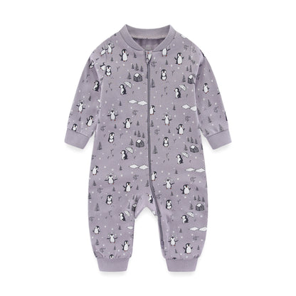Newborn Baby 2-way Zipper Romper Cotton One-piece suit 0-24 Months Long Sleeve Newborn Baby Pajamas Comfortable Breathable