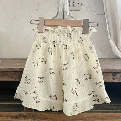Korean Style Children Clothing Set Short Sleeved Cotton Printed T-Shirt+ Shorts Newborn Baby Girls Clothing Suit For Summer