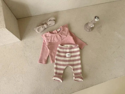 Autumn Winter Children Ribbed Striped Thick Warm Leggings Girl Baby Cotton Casual Pants Boy Infant Fashion Trousers Kid Clothes